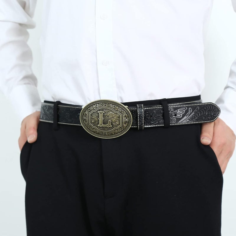 Fibbadet Store Belt Buckles Men Initial Letters A-Z Western Rodeo Cowboy Cowgirl Belt Buckle for Men Boys Halloween Birthday Party - Image 4
